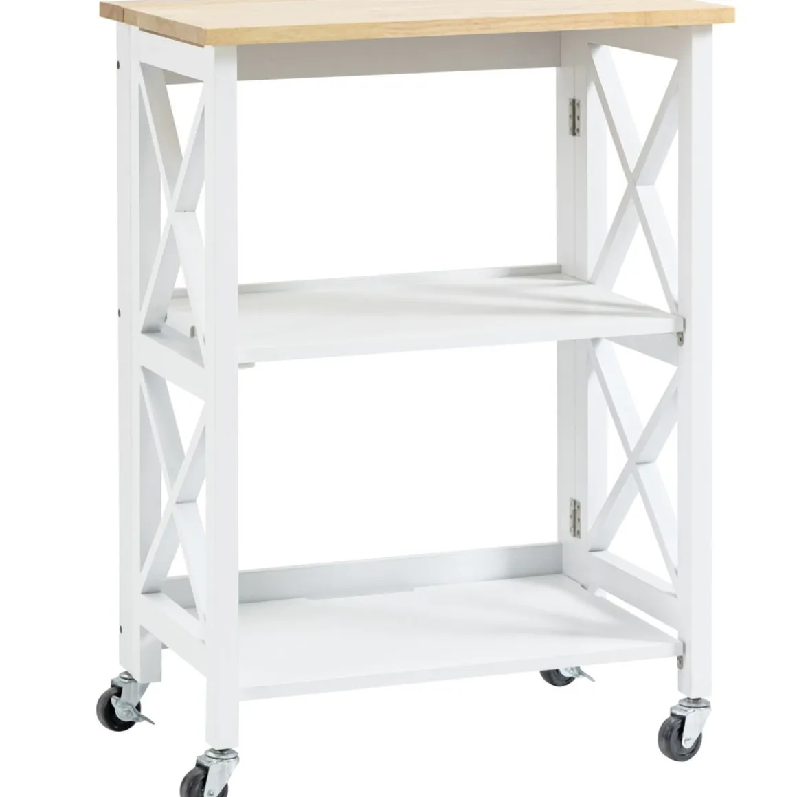 Carrito auxiliar Moniz Homcom 2 estantes con ruedas blanco 84x60x40 cm