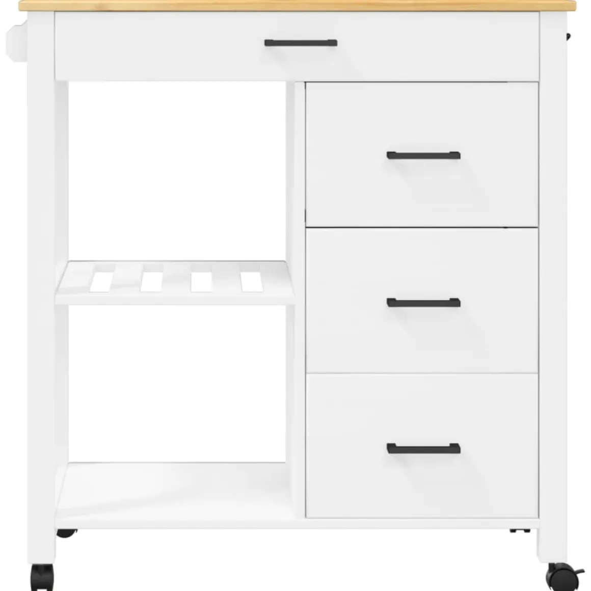 Carrito auxiliar Monza 4 cajones + 2 estantes madera de pino 90x84x40 cm