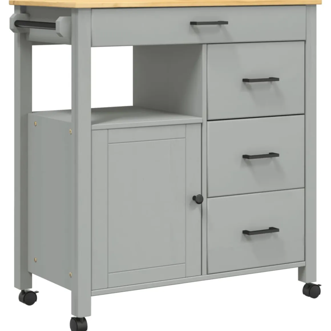 Carrito auxiliar Monza 4 cajones + armario madera de pino 90x84x40 cm