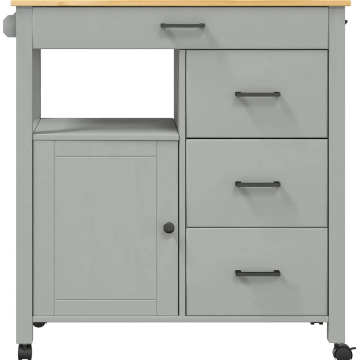 Carrito auxiliar Monza 4 cajones + armario madera de pino 90x84x40 cm