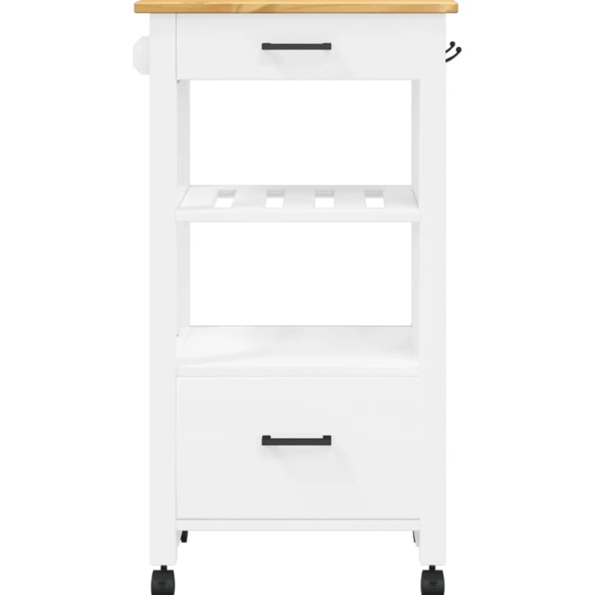 Carrito auxiliar Monza 2 cajones + 2 compartimentos madera de pino 90x48x40 cm