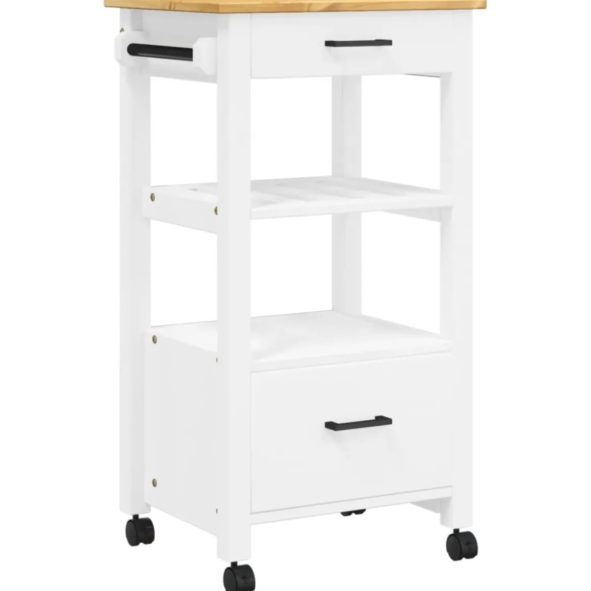Carrito auxiliar Monza 2 cajones + 2 compartimentos madera de pino 90x48x40 cm