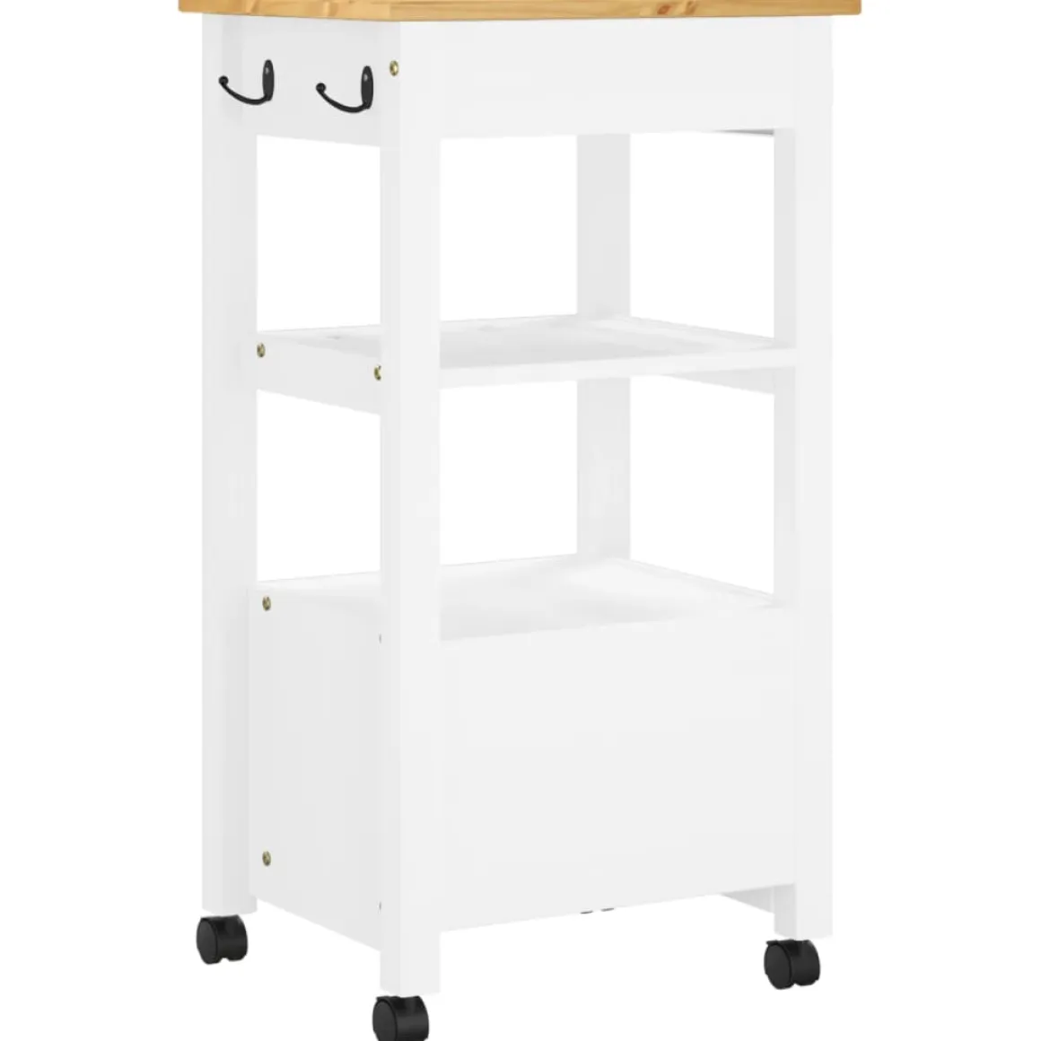 Carrito auxiliar Monza 2 cajones + 2 compartimentos madera de pino 90x48x40 cm