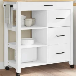 Carrito auxiliar Monza 4 cajones + 3 estantes madera de pino 90x84x40 cm