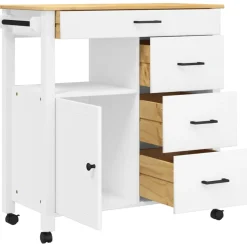 Carrito auxiliar Monza 4 cajones + armario madera de pino 90x84x40 cm