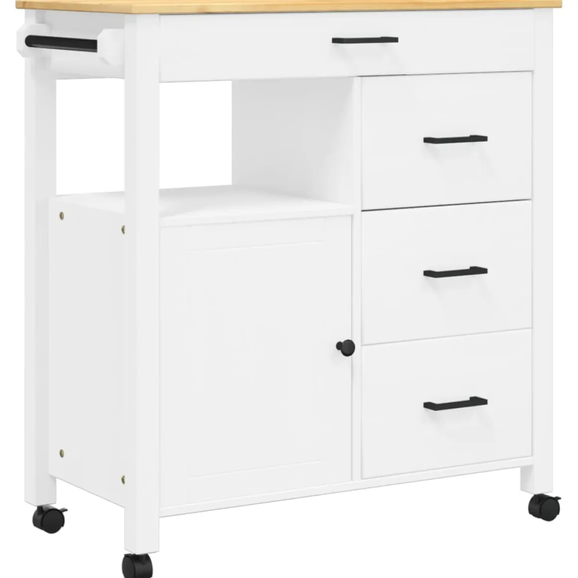 Carrito auxiliar Monza 4 cajones + armario madera de pino 90x84x40 cm