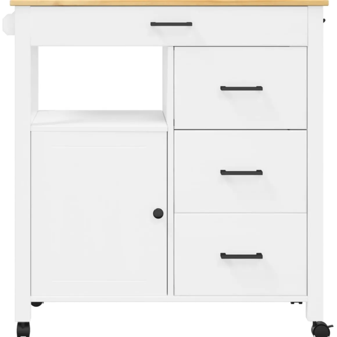 Carrito auxiliar Monza 4 cajones + armario madera de pino 90x84x40 cm