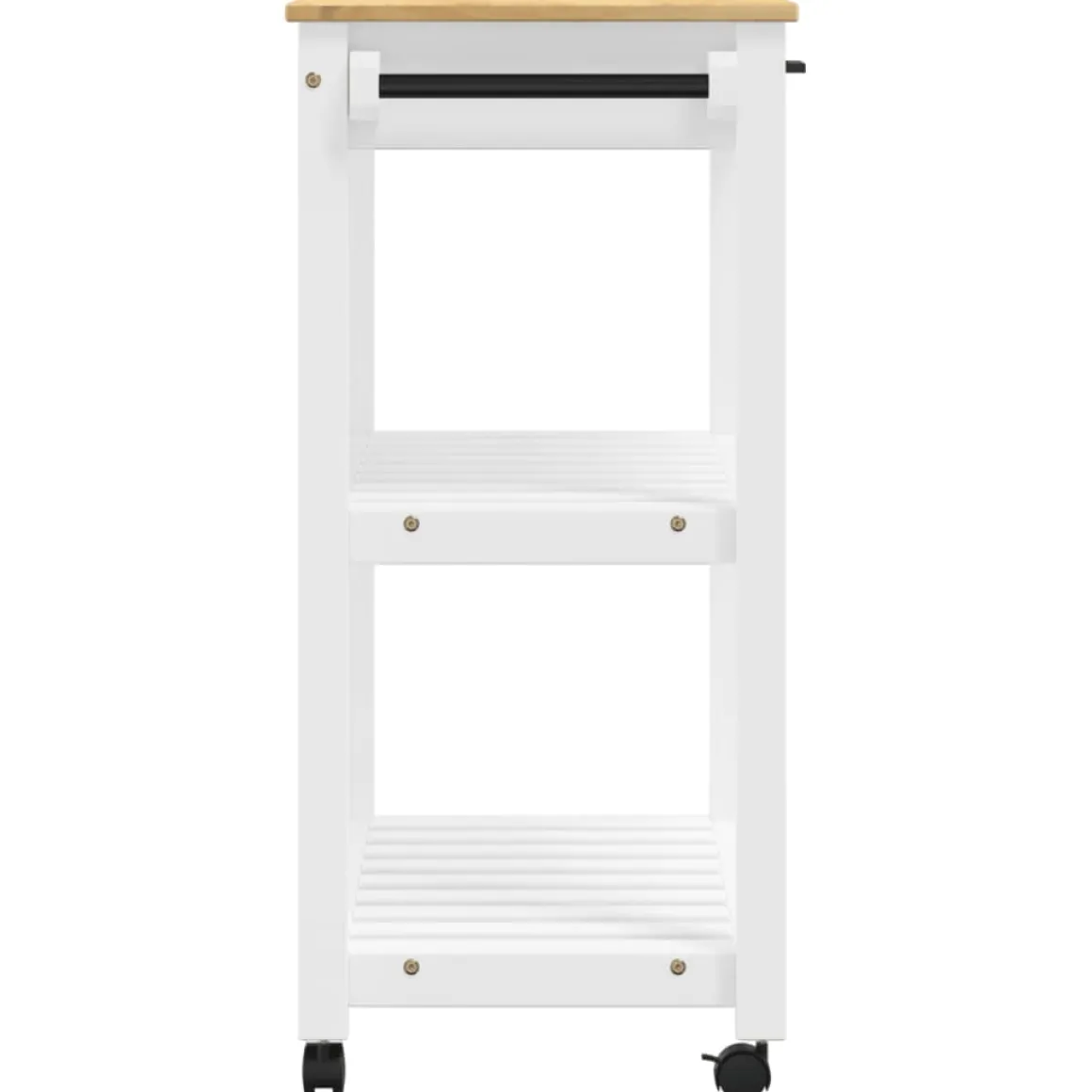 Carrito auxiliar Monza 2 estantes listones + cajón madera de pino 90x84x40 cm