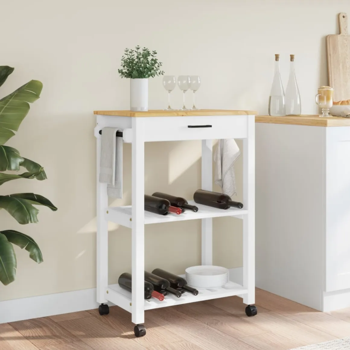 Carrito auxiliar Monza 2 estantes + 1 cajón 90x60x40 cm