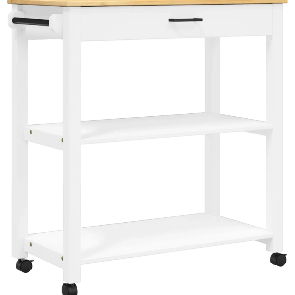 Carrito auxiliar Monza 2 estantes + cajón madera de pino 90x84x40 cm