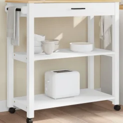 Carrito auxiliar Monza 2 estantes + cajón madera de pino 90x84x40 cm