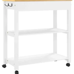 Carrito auxiliar Monza 2 estantes + cajón madera de pino 90x84x40 cm