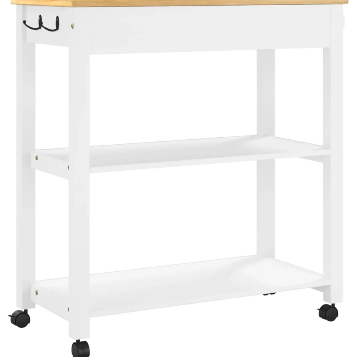 Carrito auxiliar Monza 2 estantes + cajón madera de pino 90x84x40 cm