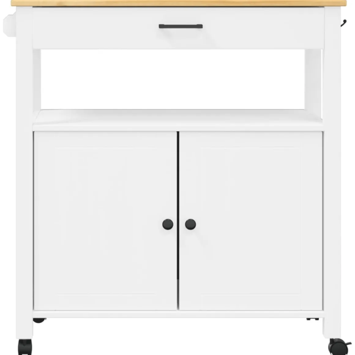 Carrito auxiliar Monza armario + cajón madera de pino 90x84x40 cm
