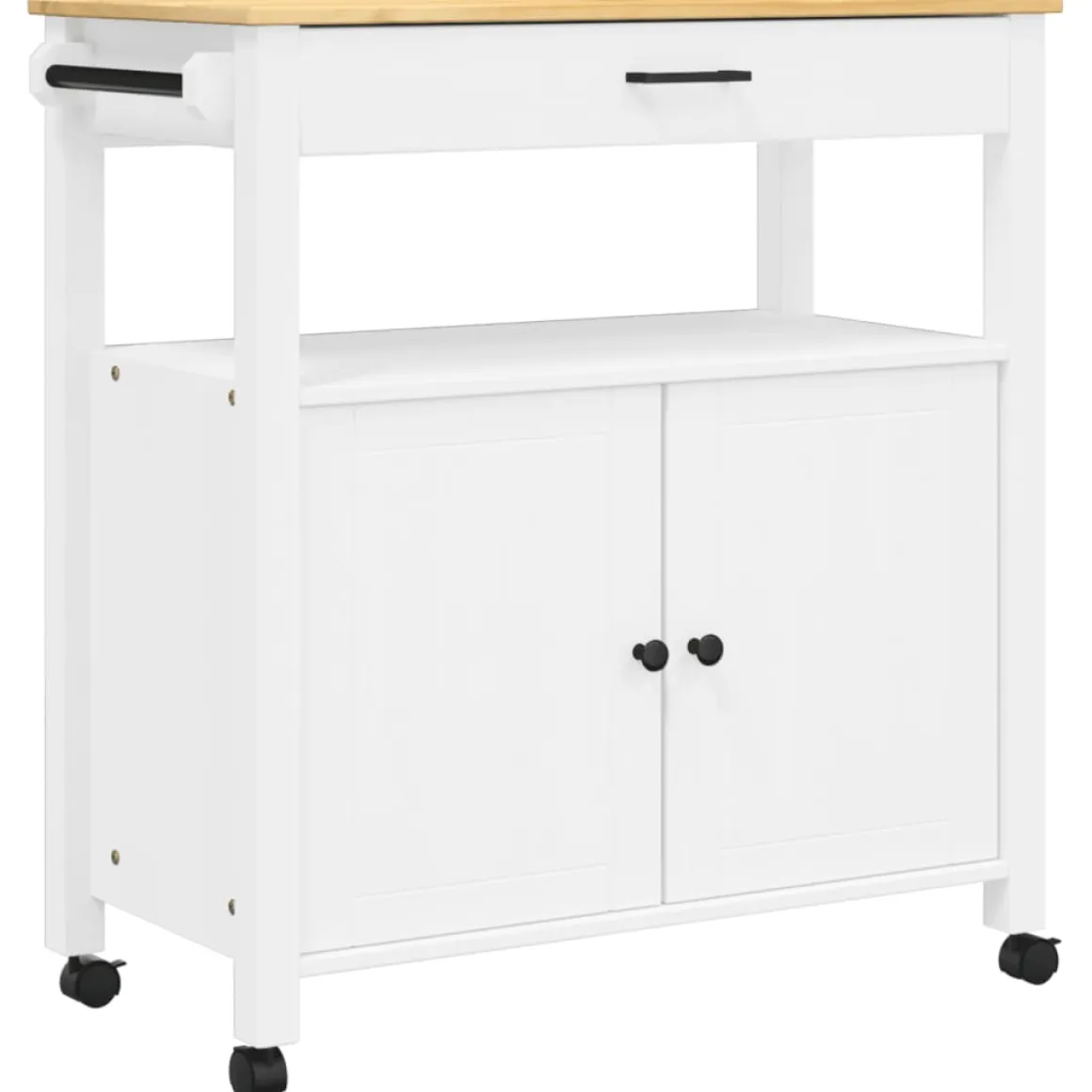 Carrito auxiliar Monza armario + cajón madera de pino 90x84x40 cm