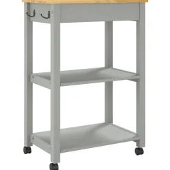 Carrito auxiliar Monza con cajón + 2 compartimentos madera de pino 90x60x40 cm