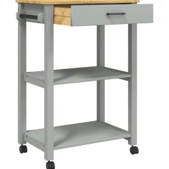 Carrito auxiliar Monza con cajón + 2 compartimentos madera de pino 90x60x40 cm