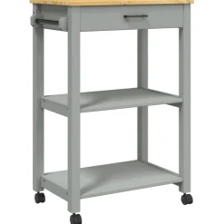 Carrito auxiliar Monza con cajón + 2 compartimentos madera de pino 90x60x40 cm