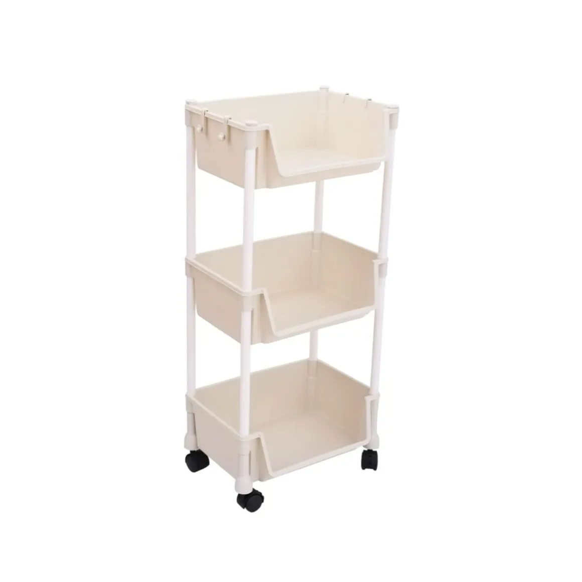 Carrito auxiliar Reddie con 3 niveles y ruedas beige 74,7x35x26,5 cm