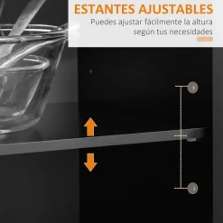 Carrito auxiliar Sil Homcom 2 cajones + aramario doble + toallero negro 91x46x104 cm
