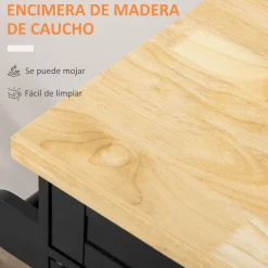 Carrito auxiliar Tea Homcom con ruedas negro 89x109x40 cm