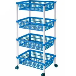 Carrito auxiliar Tontarelli 4 niveles con ruedas azul/blanco 85x40x29 cm
