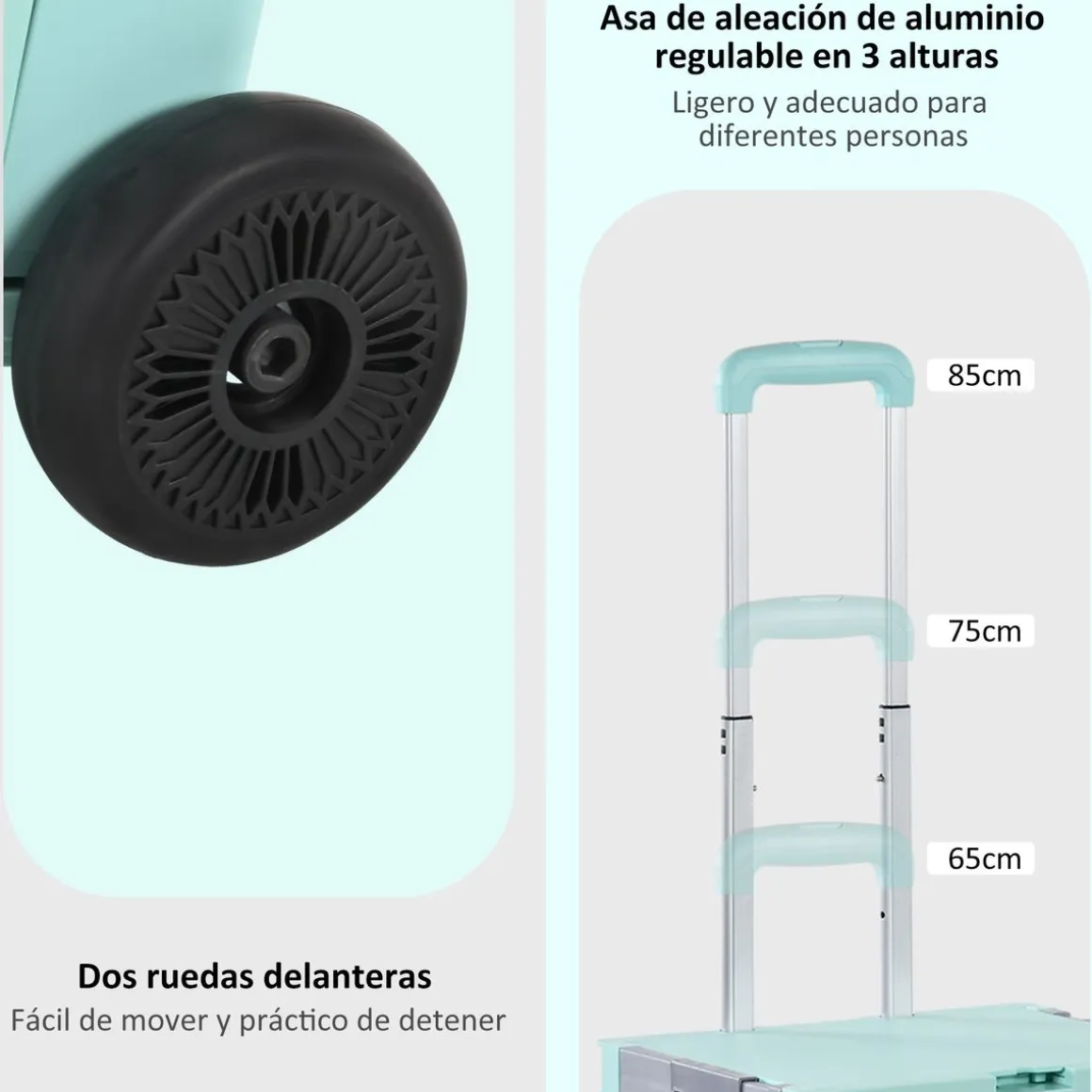 Carrito auxiliar Urkiola Homcom 32L con ruedas 85x41,5x32,5 cm