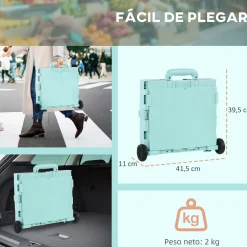 Carrito auxiliar Urkiola Homcom 32L con ruedas 85x41,5x32,5 cm