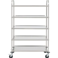 Carrito auxiliar Wine 5 niveles con ruedas acero inoxidable 147x107x55 cm