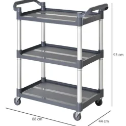 Carrito con ruedas Homcom 3 niveles gris 93x88x44 cm
