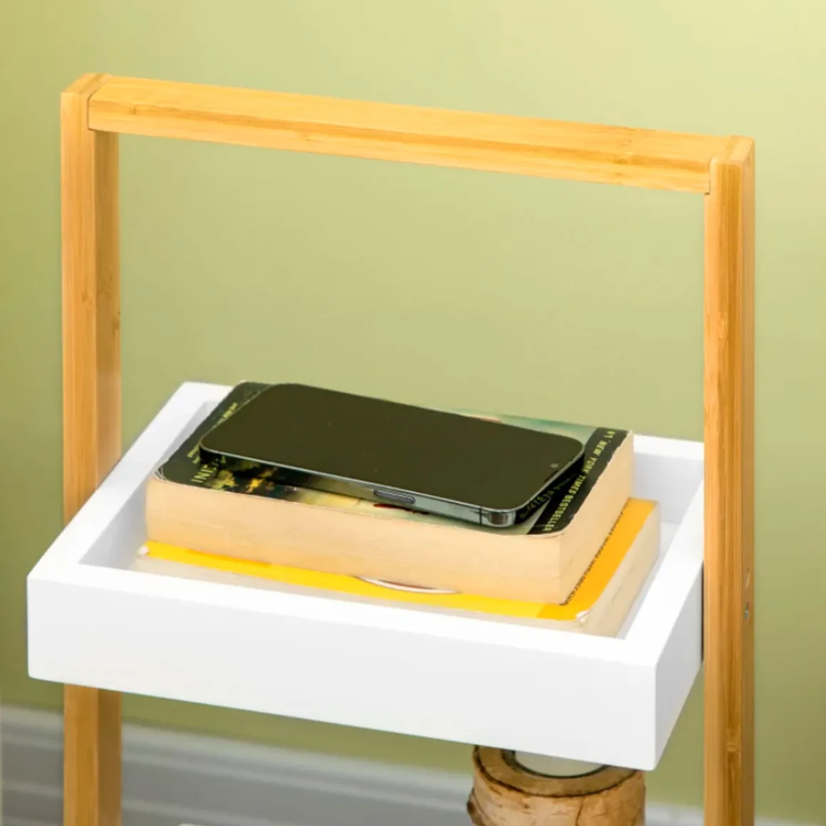 Carrito de almacenamiento Homcom con ruedas 3 cestas blanco/natural 75x28x18 cm