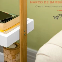 Carrito de almacenamiento Homcom con ruedas 3 cestas blanco/natural 75x28x18 cm