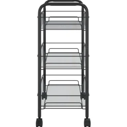 Carrito de cocina 3 niveles con ruedas negro 64x46x26 cm