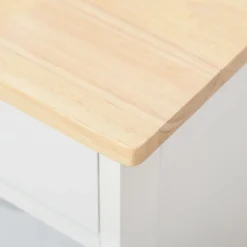 Carrito de cocina auxiliar Homcom 1 cajón+3 compartimentos+botellero blanco/natural 87x67x37 cm
