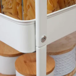 Carrito de cocina auxiliar Homcom 3 niveles 1 cajón 2 cestas con ruedas blanco 75,6x43,9x60,5 cm