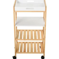 Carrito de cocina Homcom 4 niveles con ruedas natural/blanco 76x40x30 cm