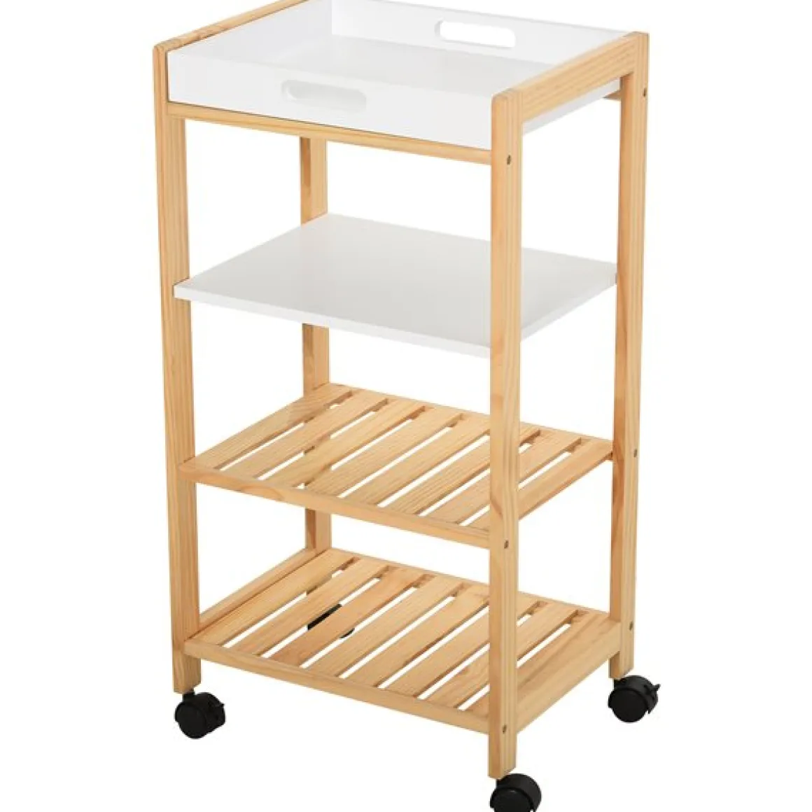 Carrito de cocina Homcom 4 niveles con ruedas natural/blanco 76x40x30 cm