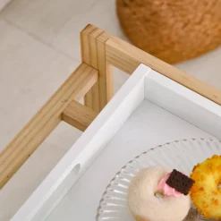 Carrito de cocina Homcom 4 niveles con ruedas natural/blanco 76x40x30 cm