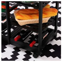 Carrito de cocina Homcom multiusos con estantes y cajones negro 76x74x37 cm