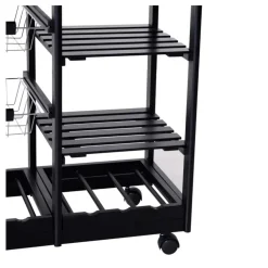 Carrito de cocina Homcom multiusos con estantes y cajones negro 76x74x37 cm