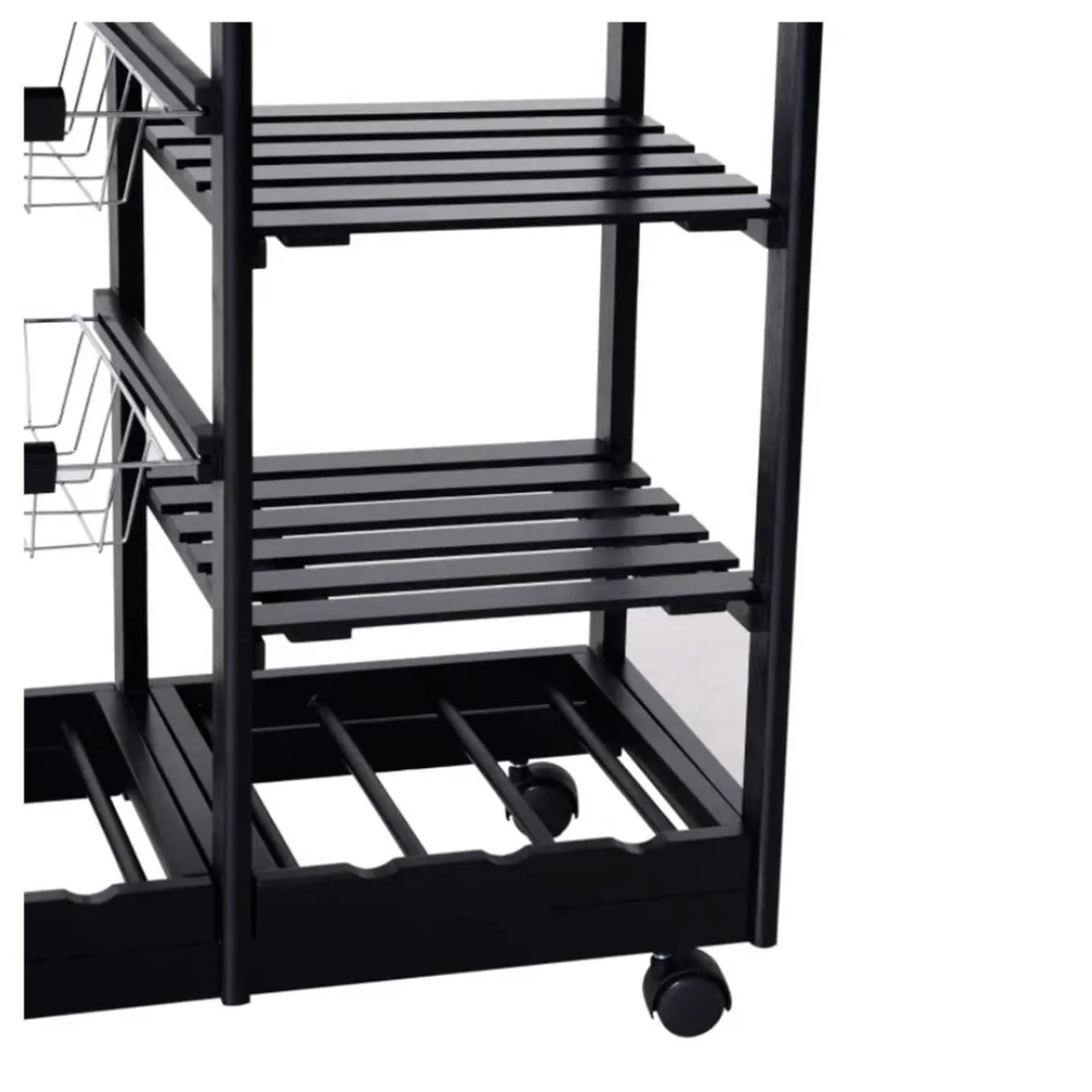 Carrito de cocina Homcom multiusos con estantes y cajones negro 76x74x37 cm