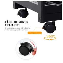 Carrito de cocina Homcom multiusos con estantes y cajones negro 76x74x37 cm