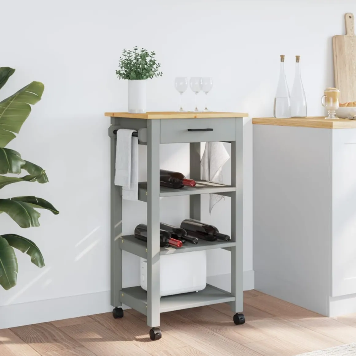 Carrito de cocina Monza 1 cajón + 3 estantes 90x48x40 cm