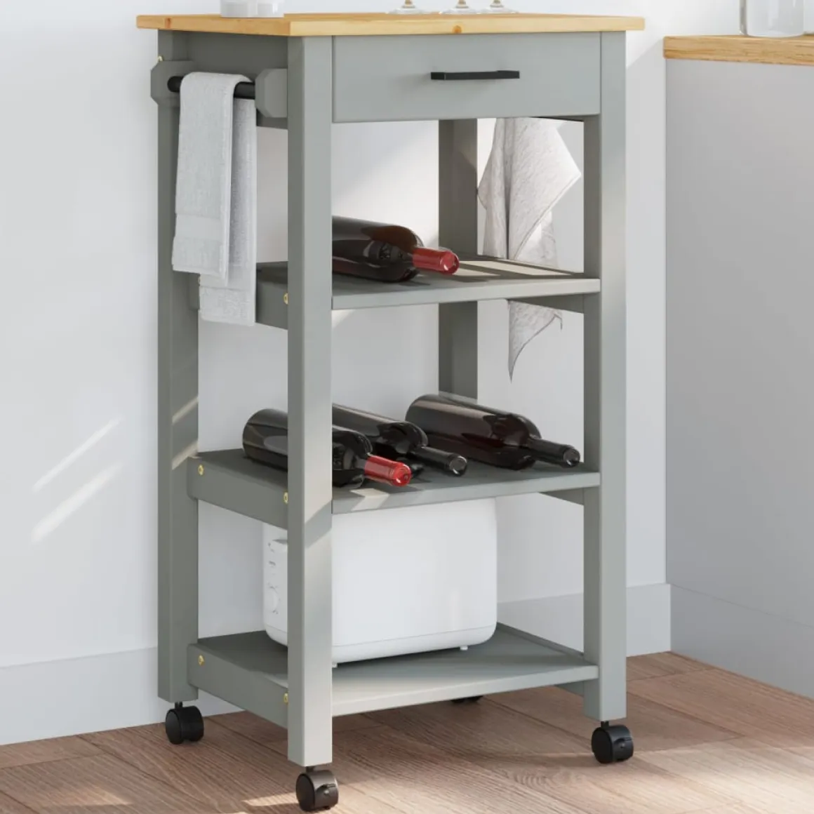 Carrito de cocina Monza 1 cajón + 3 estantes 90x48x40 cm