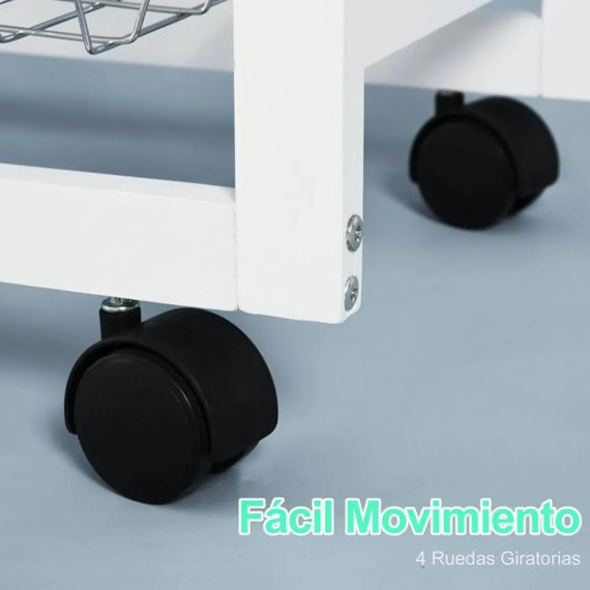 Carrito de cocina multifuncional Homcom con cajones+cestas blanco/natural 82x92x37 cm