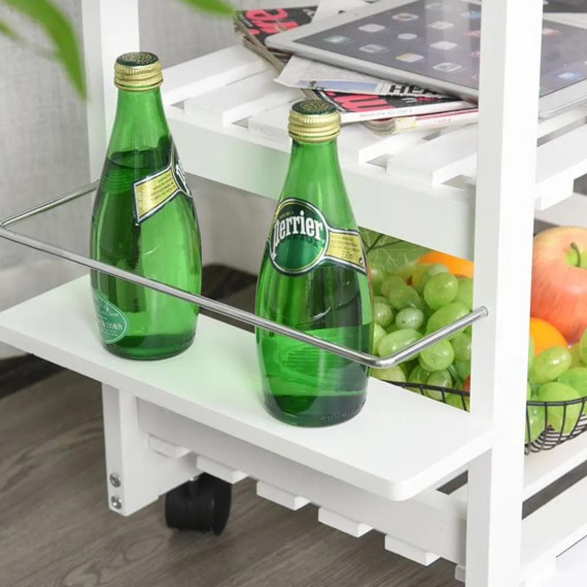 Carrito de cocina multifuncional Homcom con cajones+cestas blanco/natural 82x92x37 cm