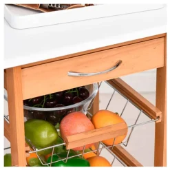 Carrito de cocina multiusos Homcom 5 niveles 1 cajón + 4 cestas + 2 estantes 83x47x37 cm