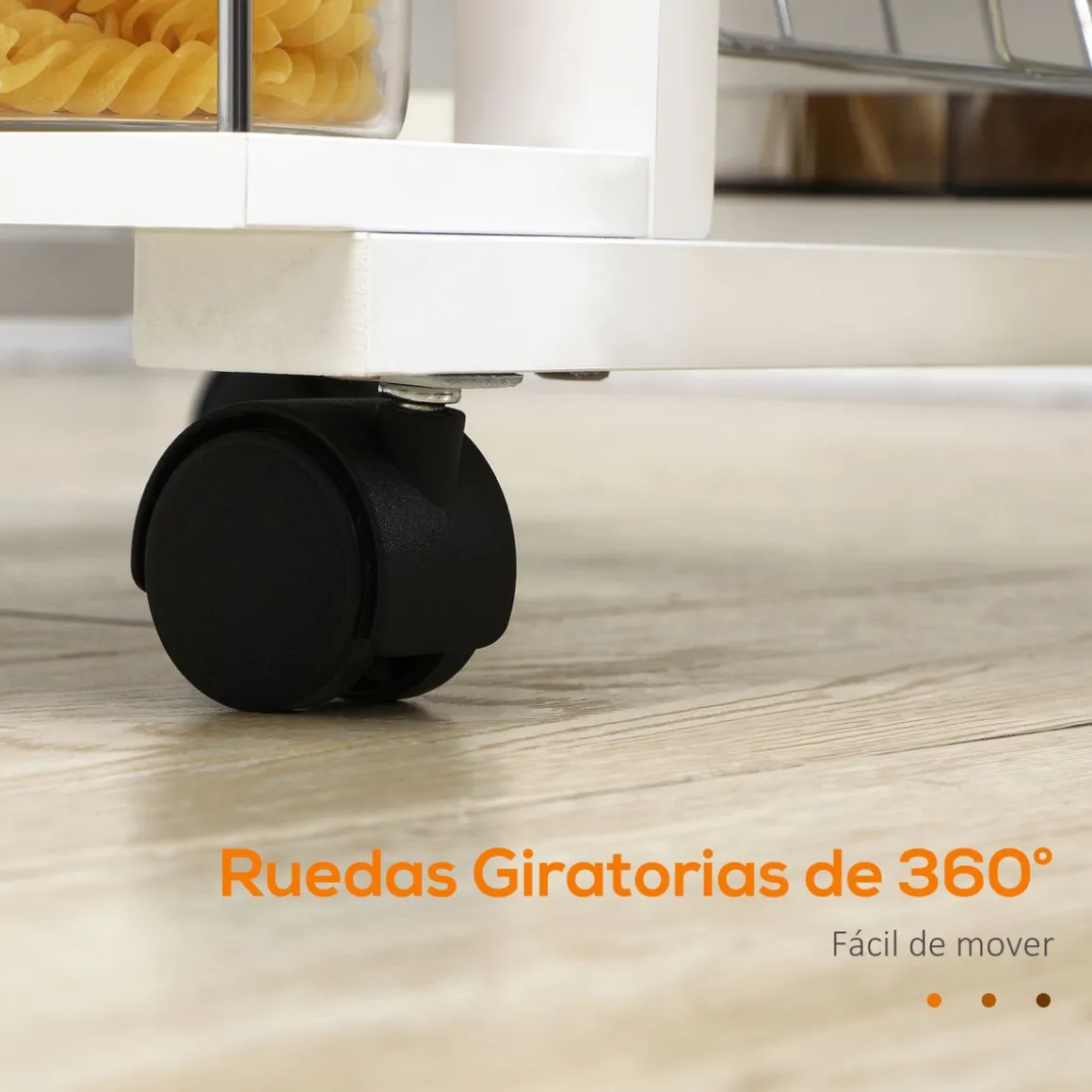 Carrito de cocina Pattay Homcom 4 niveles + cajón blanco 83x57x37 cm