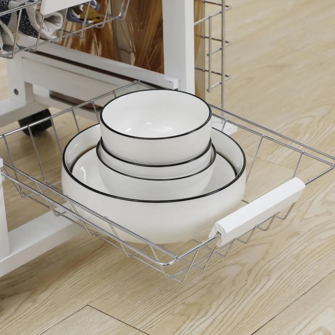 Carrito de cocina Pattay Homcom 4 niveles + cajón blanco 83x57x37 cm