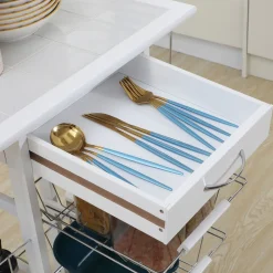Carrito de cocina Pattay Homcom 4 niveles + cajón blanco 83x57x37 cm